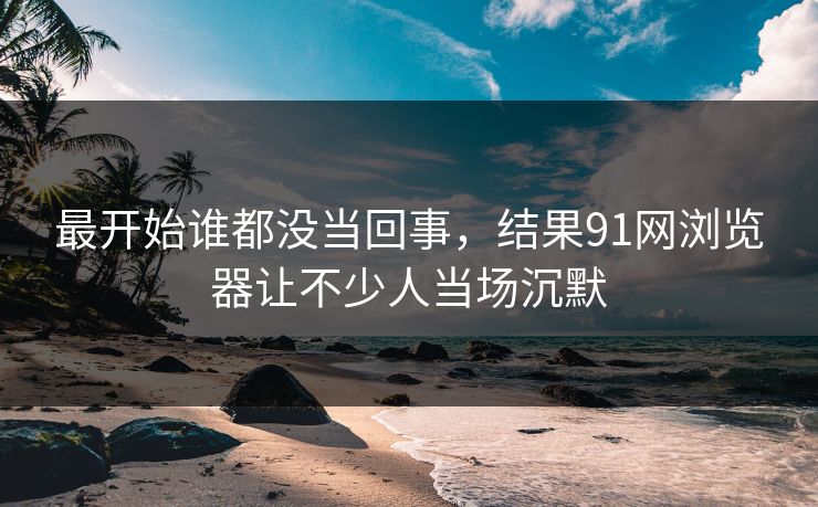 最开始谁都没当回事，结果91网浏览器让不少人当场沉默